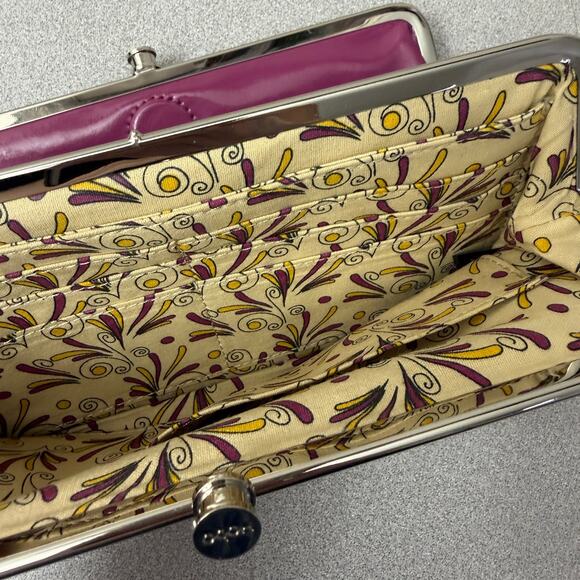 Hobo International Lauren Wallet Fuschia Patent Leather Frame Kisslock Cards * - Picture 10 of 11